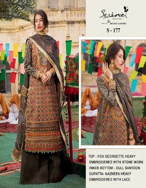 brown top - fox georgette with heavy embroidery with stone work | dupatta - heavy nazneen with lace | bottom & inner - dull santoon  fabric embroidery work ethnic 