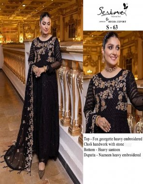 black top - fox georgette heavy embroidered with handwork & stone | dupatta - nazneen heavy embroidered with stone | bottom & inner - santoon  fabric embroidery work ethnic 