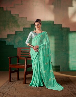 parrot green georgette pattern with digital  blouse fabric printed work ethnic 