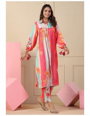 pink pure muslin with hand embroidery fabric embroidery work casual 