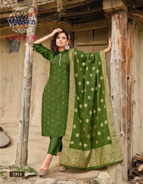 mahendi top / pant - dola silk jacquard with inner | dupatta - muslin jacquard fabric jacquard work party wear 