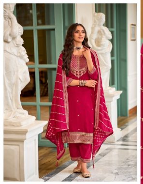 pink top - premium silk with embroidery | bottom - heavy dull santoon with embroidery work | dupatta - premium silk with embroidery work | size - m ( 38 ) | l ( 40 ) | xl ( 42 ) | xxl ( 44 ) | xxxl ( 46 ) fabric embroidered work festive 