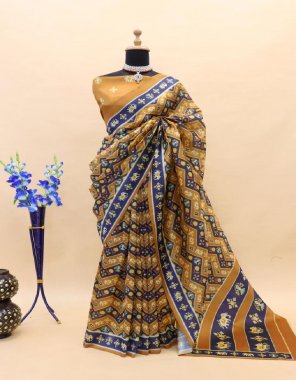 yellow smooth silk with patola print fabric printed work party wear 
