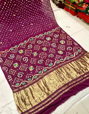 rani lagdi pure gajji soft silk lagdi patta | length - 6.30 m with blouse | width - 44 inches fabric embroidery work festive 