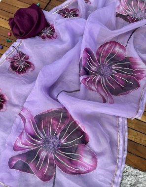 purple soft organza with handcrafted | blouse - wine silk fabric hancrafted work party wear 