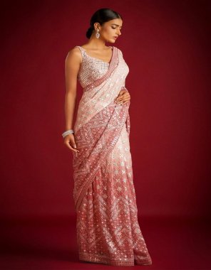 pink saree - padding fox georgette | blouse - mono satin silk sequance embroidery fabric sequance work ethnic 