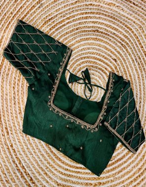 dark green burberry silk | sleeves - 10 inch | pad - yes padded| height - 14.5 inch  fabric handcrafted work festive 