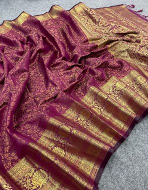 rani kanchivaram silk  fabric weaving work festive 