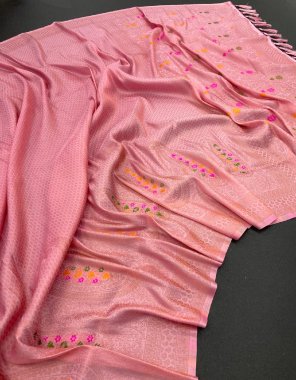 baby pink kubera pattu fabric weaving work party wear 
