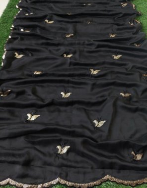 black heavy rangoli silk with multi embroidery sequance c pallu | blouse - golden butti weaving sequance ( 1 m) fabric sequance work festive 