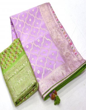 purple pure viscose dola silk with designer meena kari pallu and fancy blouse fabric weaving work party wear 