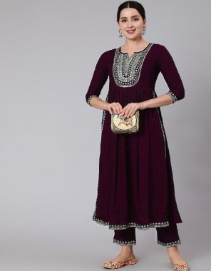 wine 14kg heavy rayon with embroidery work | top length - 42