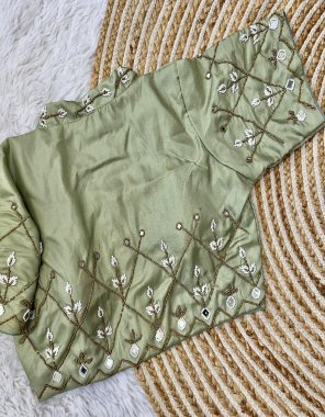 pista brocoli silk | sleeves - 10 inch + | pad - yes | height - 15 inch  fabric handcrafted work party wear 