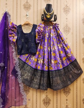 purple blouse - stitched zari foil work designer blouse | lehenga - soft zari silk with foil work with zari weaving | inner - micro cotton ( lehenga & blouse ) | dupatta - net with dupatta  fabric printed work festive 