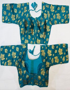 sky blue banarasi silk | front open  fabric printed work festive 