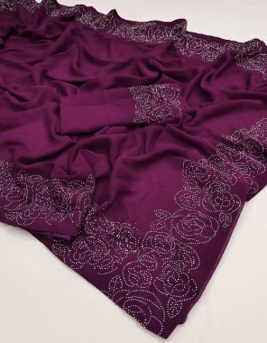 purple saree - fox georgette with special diamond work and c pallu | blouse - fox georgette  fabric diamond work work casual 