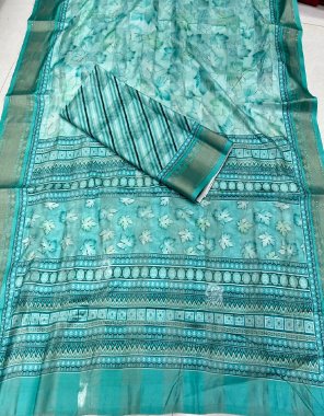 sky blue soft silk cotton weaving border  fabric weaving work festive 