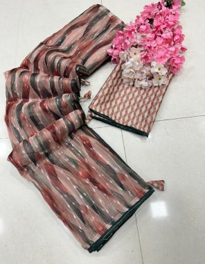 pink fine silk printed pallu stitched with latkan | blouse - cotton printed blouse and piping border fabric printed work ethnic 