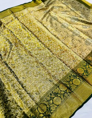 mahendi handloom weaving pure kanjivaram silk with mina weaving  fabric weaving work casual 