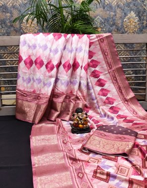 pink dola soft silk with digital printed fabric digital printed work festive 