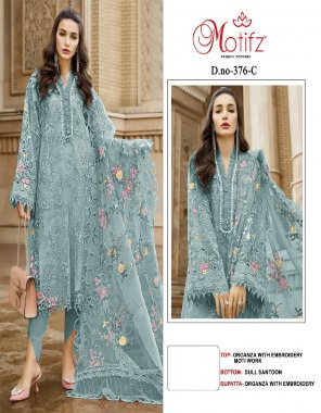 sky blue top - organza with embroidery moti work | bottom - dull santoon | dupatta - organza with embroidery ( pakistani copy ) fabric embroidery work festive 