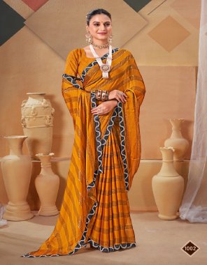 yellow fancy fabric | and jharkhan border saree with unstitched heavy blouse piece fabric jharkhan  work festive 