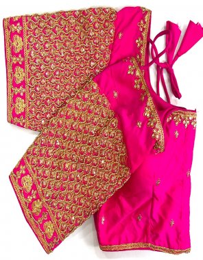 pink heavy banarasi silk | jari thread work | with full khatli handwork | front open pattern  fabric thread work work festive 