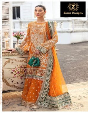 yellow top - georgette with embroidered ( semi stitched ) | inner & bottom - santoon with embroidered ( unstitched )  | dupatta - georgette embroidred heavy embroidered  fabric embroidery work ethnic 