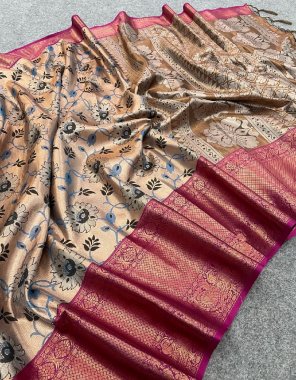 pink kanchipuram silk fabric weaving work festive 