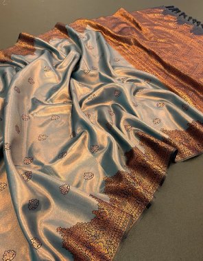 sky blue kubera pattu kanjivaram silk saree fabric weaving work festive 
