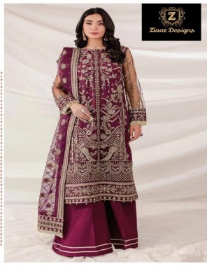 wine top - georgette embroidery | bottom & inner -  santoon | dupatta -  georgette embroidery heavy border lace  fabric embroidery work casual 