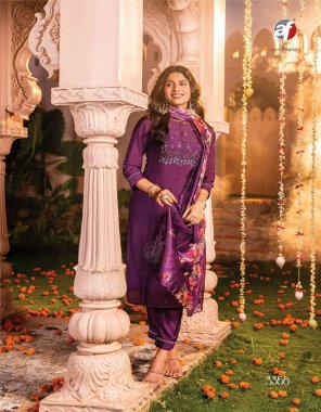 wine top / pant - visocse modal | dupatta - organza with digital printed fabric embroidery work festive 