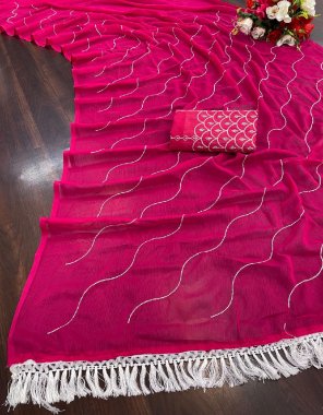 pink zomato silk with embroidery work | blouse - banglory mono silk fabric embroidery work casual 