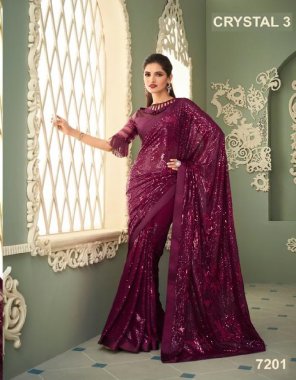 wine soft georgette with sequance work fabric sequance work ethnic 