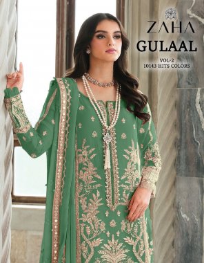 green top - georgette with heavy embroidered and back work | bottom - santoon with patch work | dupatta - nazmin with heavy embroidred | inner - santoon fabric embroidery work party wear 