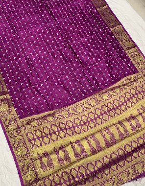 purple saree - art silk heavy saree with block print | blouse - running fabric printed work festive 