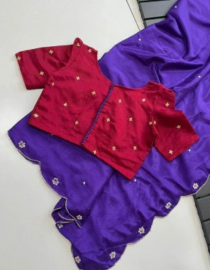purple pure chiffon georgette with maggam work | blouse - georgette ( unstitched 0.80 cm)  fabric maggam work work festive 
