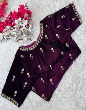 purple pure velvet | sleeves - 10 inch + | pad - yes | height - 15 inch + fabric hand and pearl work work festive 