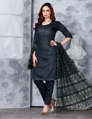 black top - chanderi with astar and embroidery sequance work | bottom - chanderi | dupatta - fancy  fabric embroidery work ethnic 