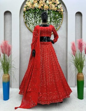 red lehenga - fox georgette | work - 3mm sequance | size - upto 44 