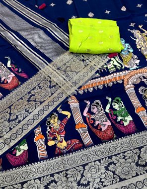 navy blue pure tusser dola pen kalamkari saree  with weaving | blouse - viscose  fabric weaving work festive 