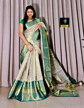 green pure kanjivaram silk  with mina weavig handloom saree fabric weaving work casual 