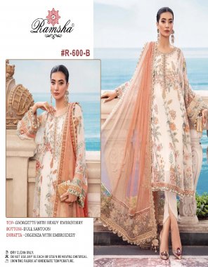 peach top - georgette embroidery | bottom - dull santoon | dupatta - organza embroidery fabric embroidery work festive 