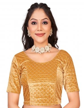 cream pure velvet 9000 fabric | blouse length - 14 inch | sleeves length - 4 inch | elbow sleeves | size - l ( 30 ) | xl ( 32 )  | xxl( 34 ) fabric sequance work work party wear 