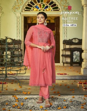 pink top - sifli georgette with fancy embroidery neck and khatli handwork mirror neck with full inner | bottom - santoon with lace border print | dupatta - georgette with heavy embroidery work dupatta fabric embroidery work festive 