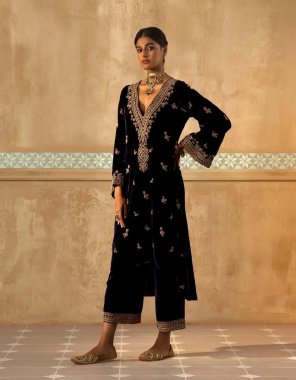 black top - heavy velvet with sequance embroidery work ( fully stitched ) | plazzo -heavy 9000 velvet with embroidery work | dupatta -  heavy georgette with embroidery work ( master copy )  fabric embroidery work party wear 