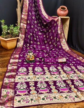 pink pure bandhej silk with zari weaving fabric weaving work ethnic 