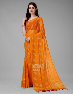 orange 60 gram silk with rich jalar pallu | blouse - cotton fabric weaving work ethnic 