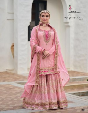 pink top - faux georgette with embroidery worked with khatli work | dupatta - faux georgette embroidery work | plazzo - faux georgette with embroidery plazzo ( front & back work ) | size - m ( 38 ) | l ( 40 ) | xl ( 42 ) | xxl ( 44 ) | 3xl ( 46 )  fabric embroidery work festive 