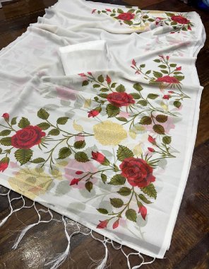white georgette digital printed with fumka work | blouse - banglory  fabric digital printed work party wear 